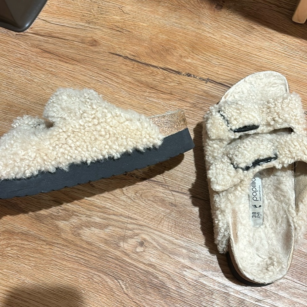 Papillio fuzzy sandals!